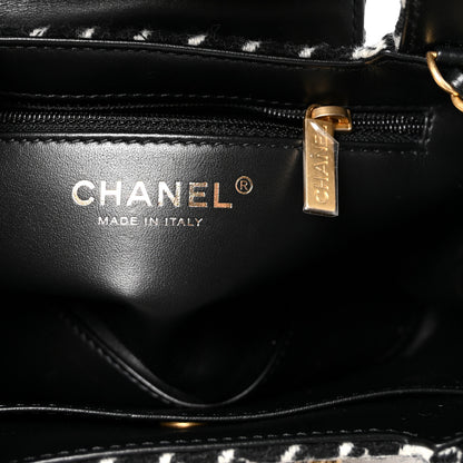 Chanel Tweed Houndstooth Quilted Nano Kelly Shopper Black White 6 of 10