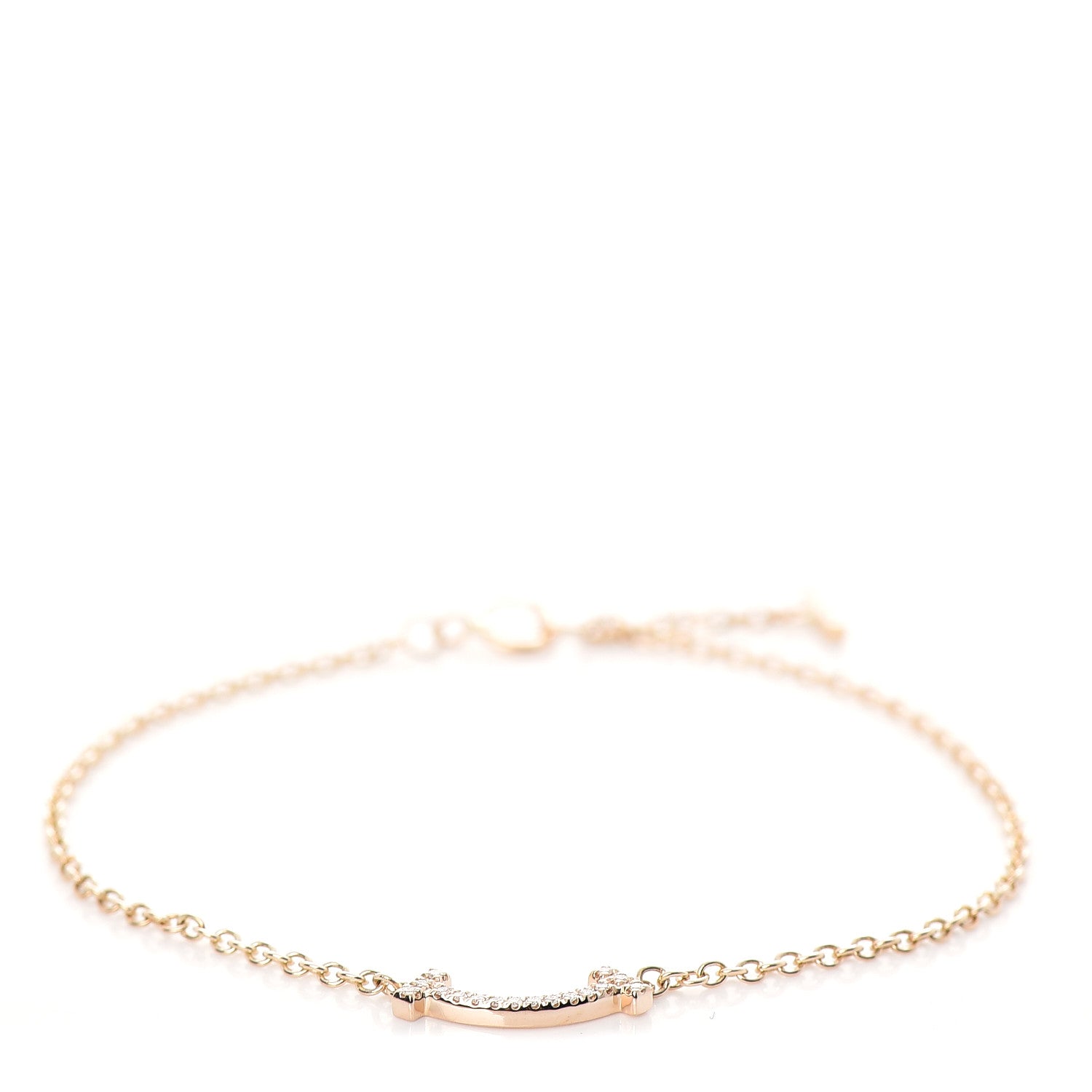 Tiffany 18K Rose Gold Diamond Mini T Smile Bracelet 1 of 5