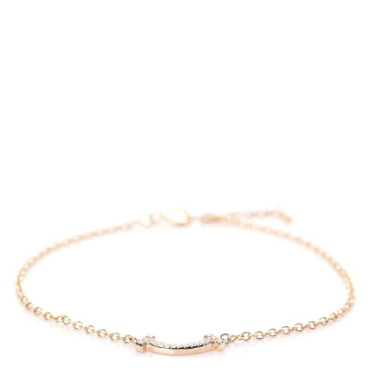 Tiffany 18K Rose Gold Diamond Mini T Smile Bracelet 1 of 5