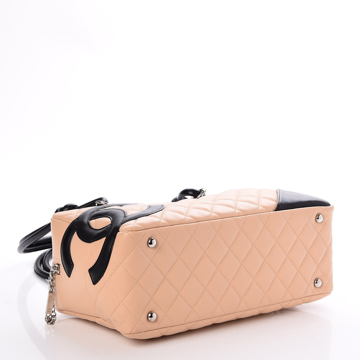 Calfskin Quilted Large Cambon Bowler Beige Black