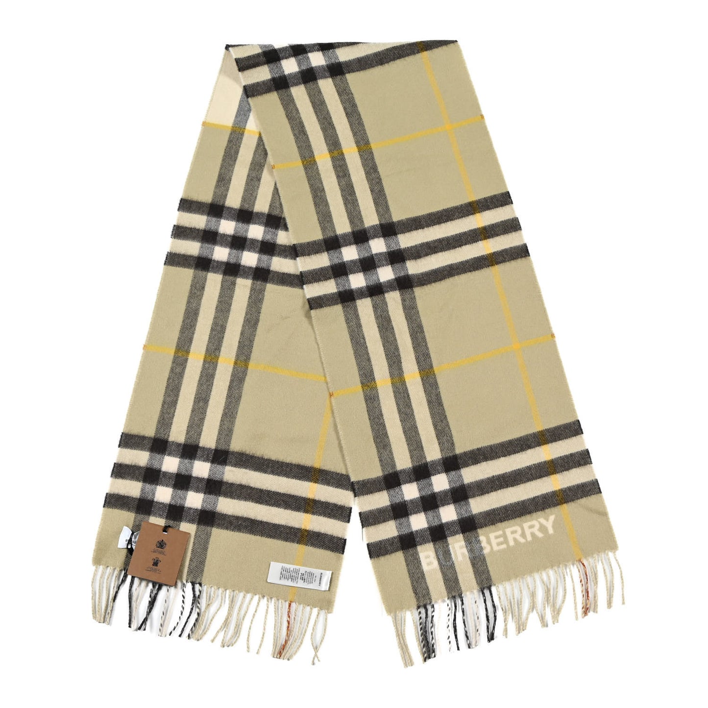 Cashmere Contrast Check Fringe Scarf Stone Hunter