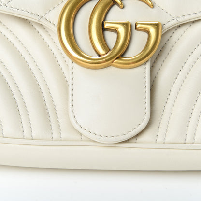 Gucci Calfskin Matelasse Small GG Marmont Shoulder Bag White 12 of 13