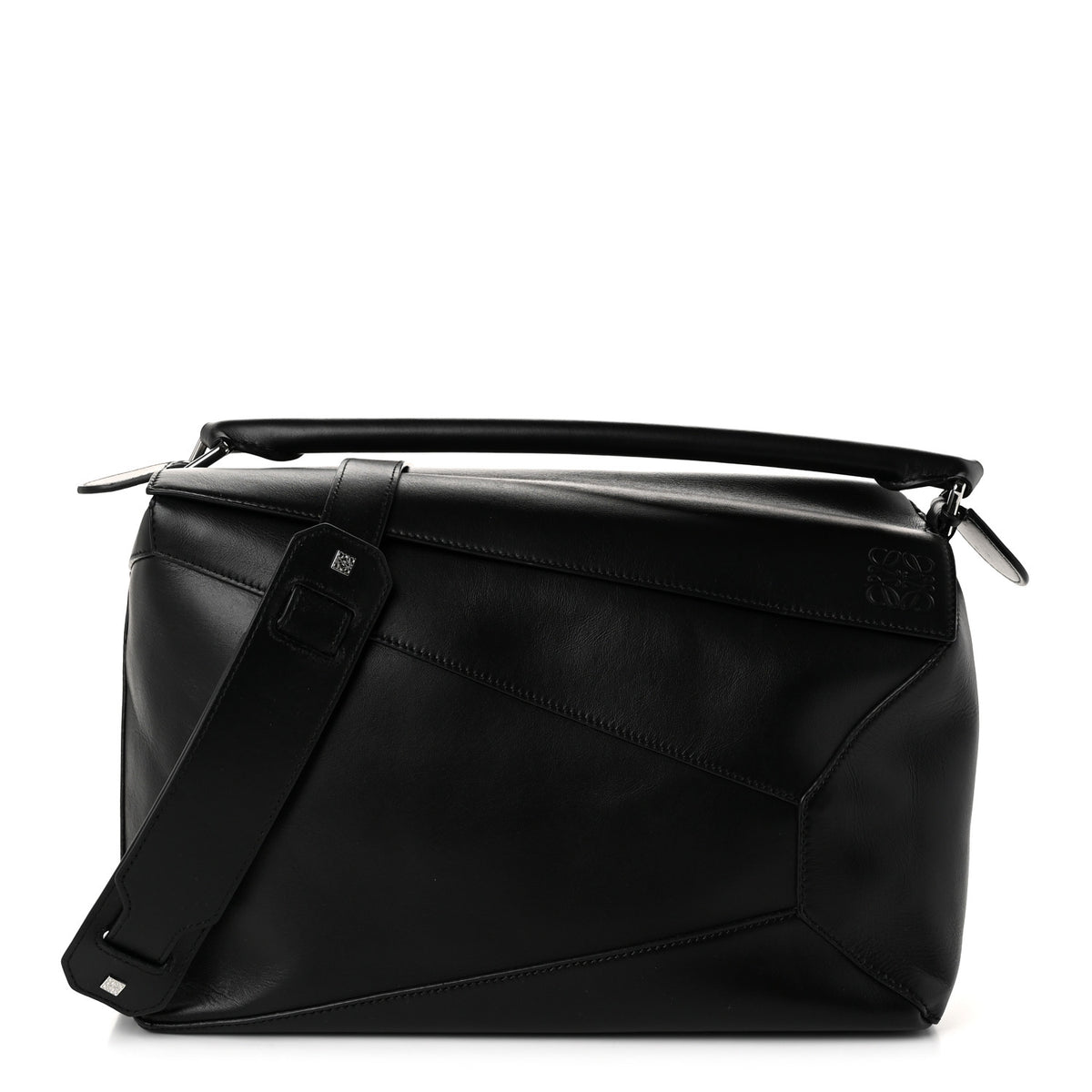Calfskin Large Puzzle Edge Bag Black