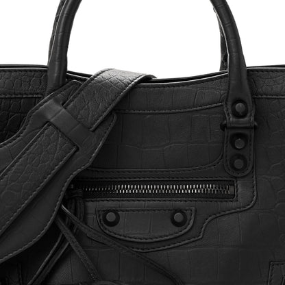 Balenciaga Matte Supple Lambskin Crocodile Embossed Classic Black Hardware S City Black 8 of 16