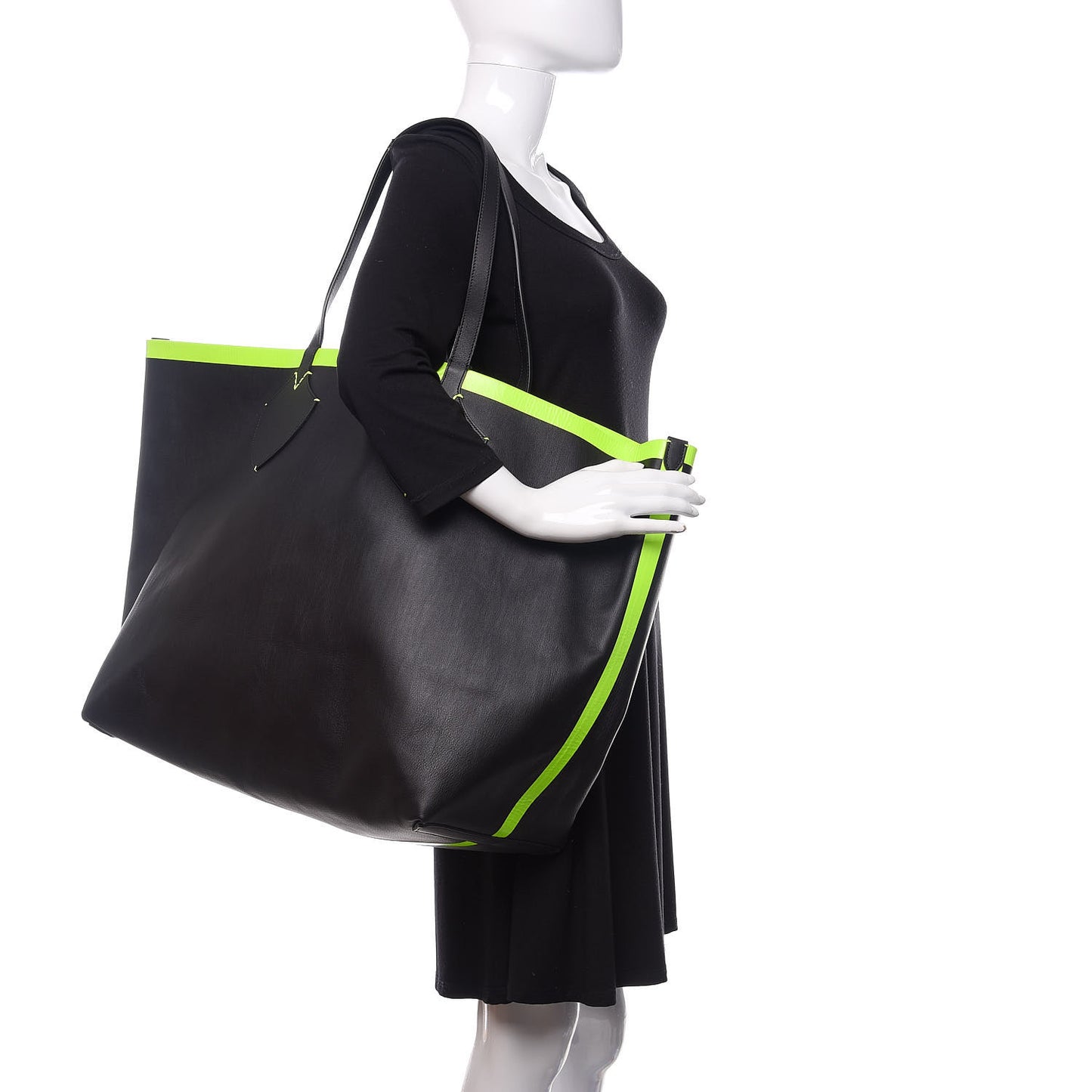 Canvas Mega Check Extra Large The Giant Reversible Tote Black Neon Yellow