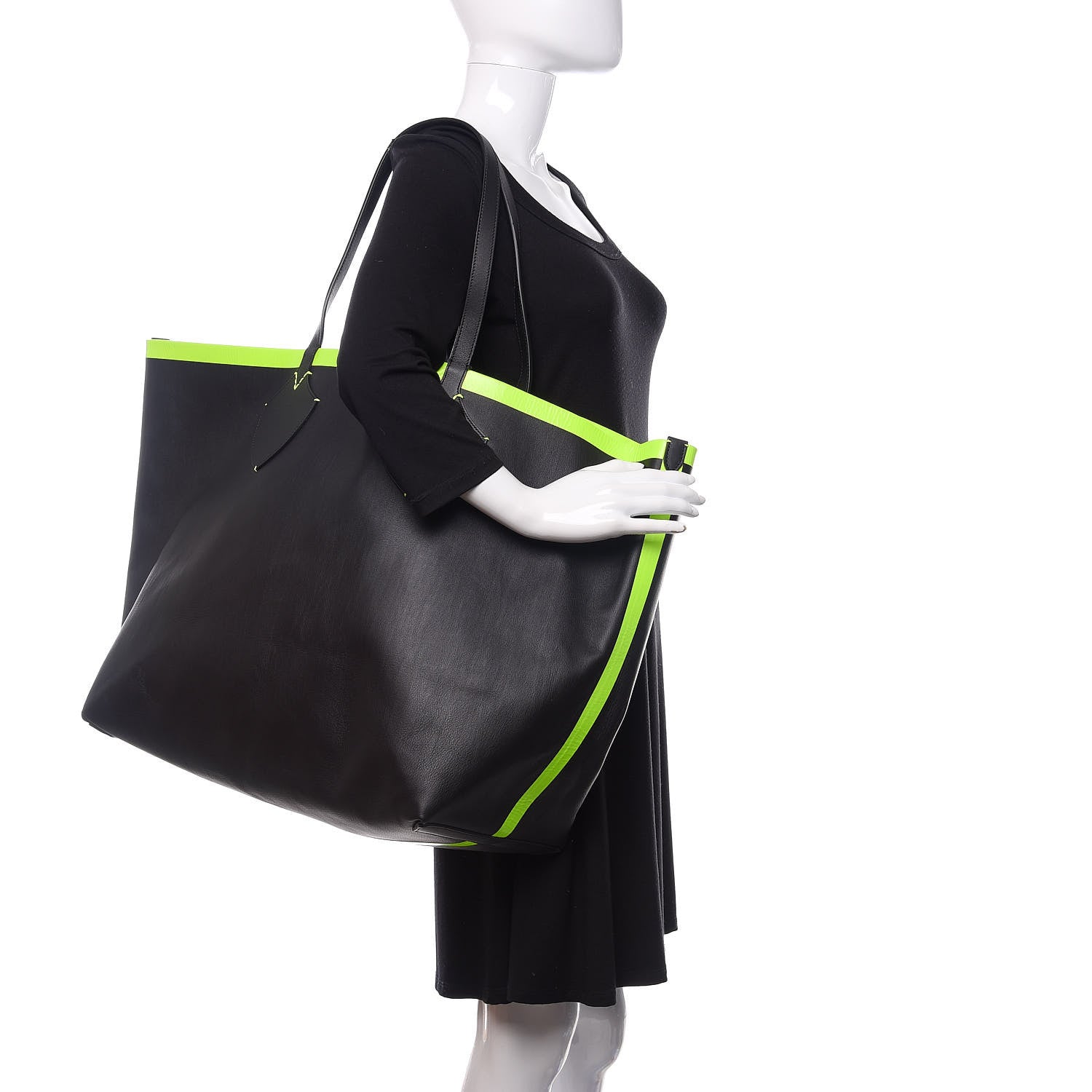 Burberry Canvas Mega Check Extra Large The Giant Reversible Tote Black Neon Yellow 2 of 18