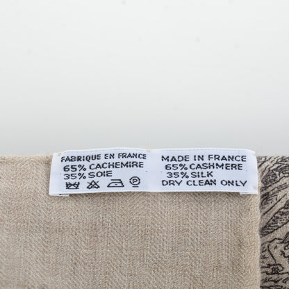 Hermes Cashmere Silk Le Jardin de Leila Shawl 140 Blanc Noir Anthracite Gris 6 of 8