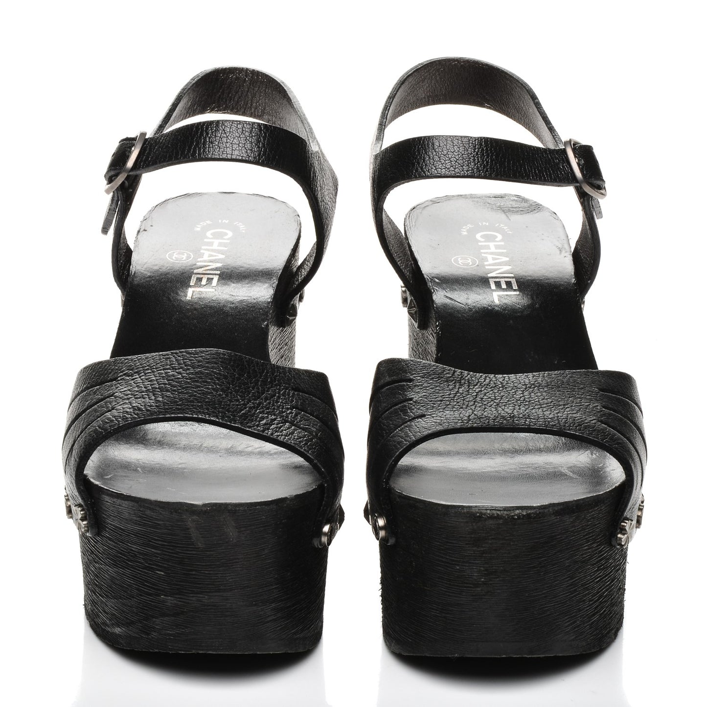 Goatskin Studded Platform Sandals 40 Black