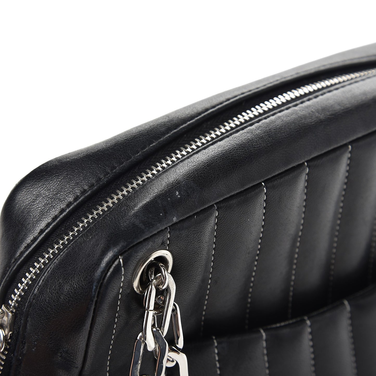 Lambskin Vertical Quilted Mademoiselle Small Camera Case Black