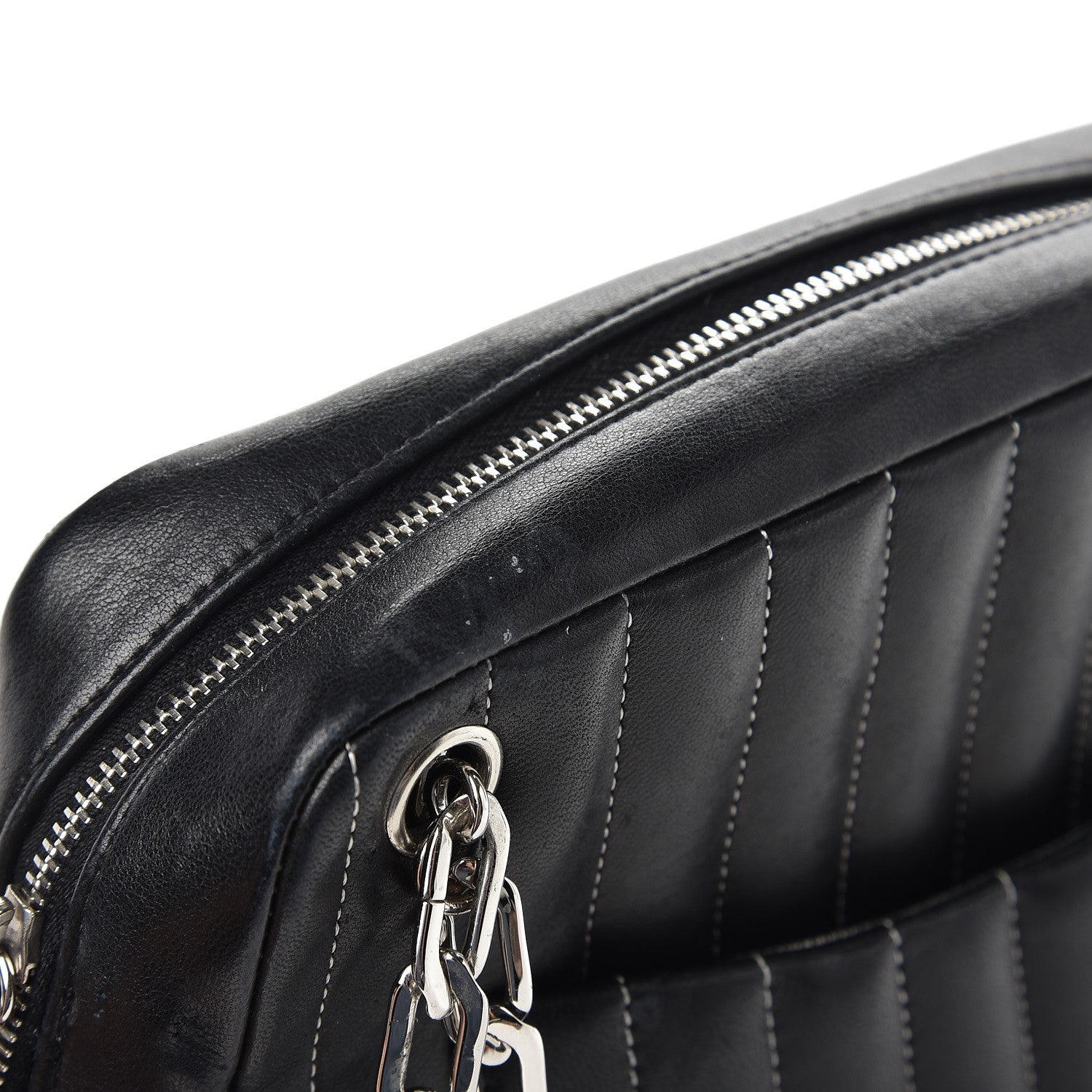 Chanel Lambskin Vertical Quilted Mademoiselle Small Camera Case Black 11 of 15