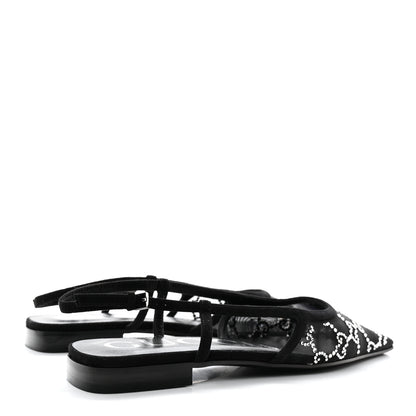 Gucci Suede Mesh Crystal GG Monogram Slingback Ballet Flats 35.5 Black 4 of 8