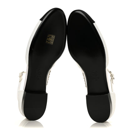 Chanel Sequin Grosgrain Cap Toe CC Ankle Strap Sandals 42 White Black 5 of 9
