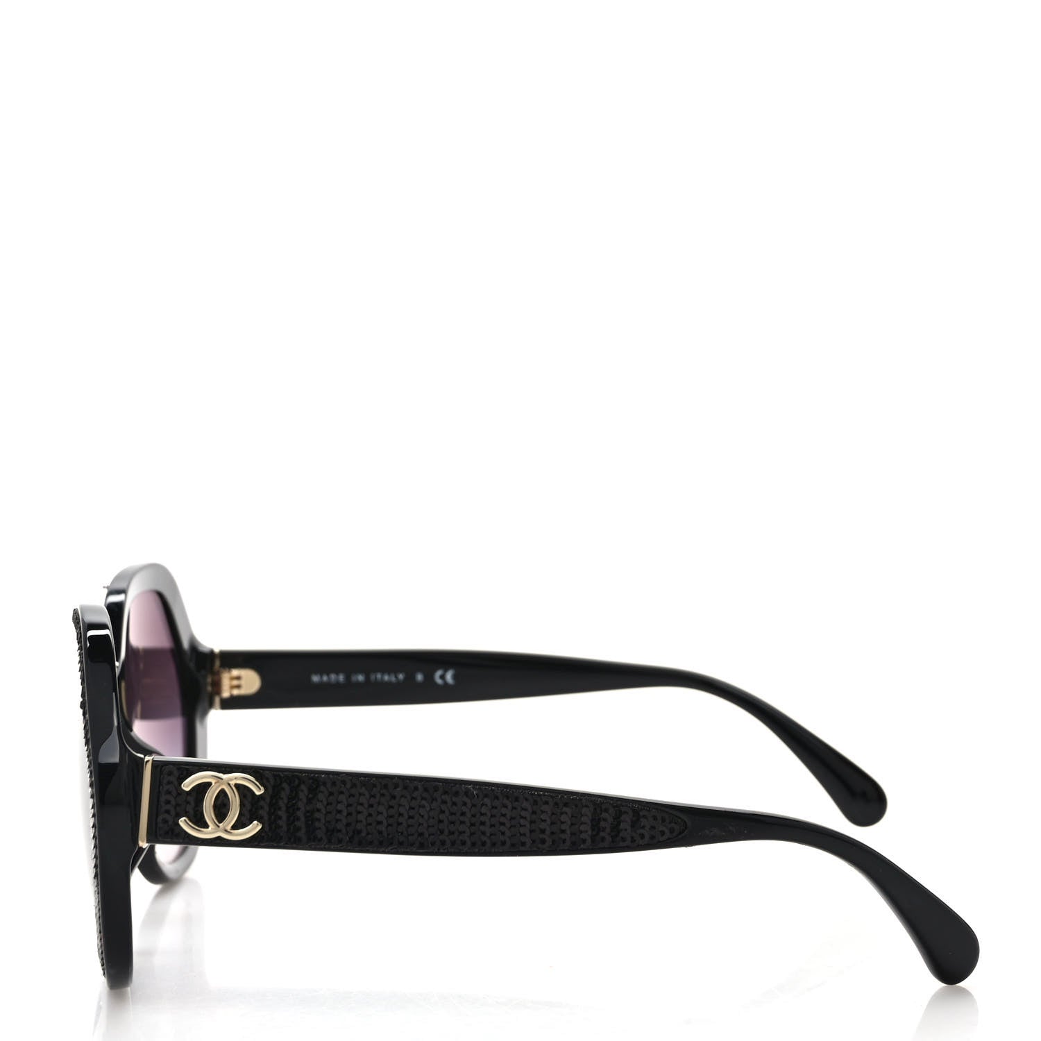 Chanel Acetate Sequin Round Sunglasses 5451-A Black 3 of 8