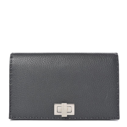 Fendi Cuoio Romano Selleria Mini Peekaboo Clutch Wallet Asfalto 1 of 11