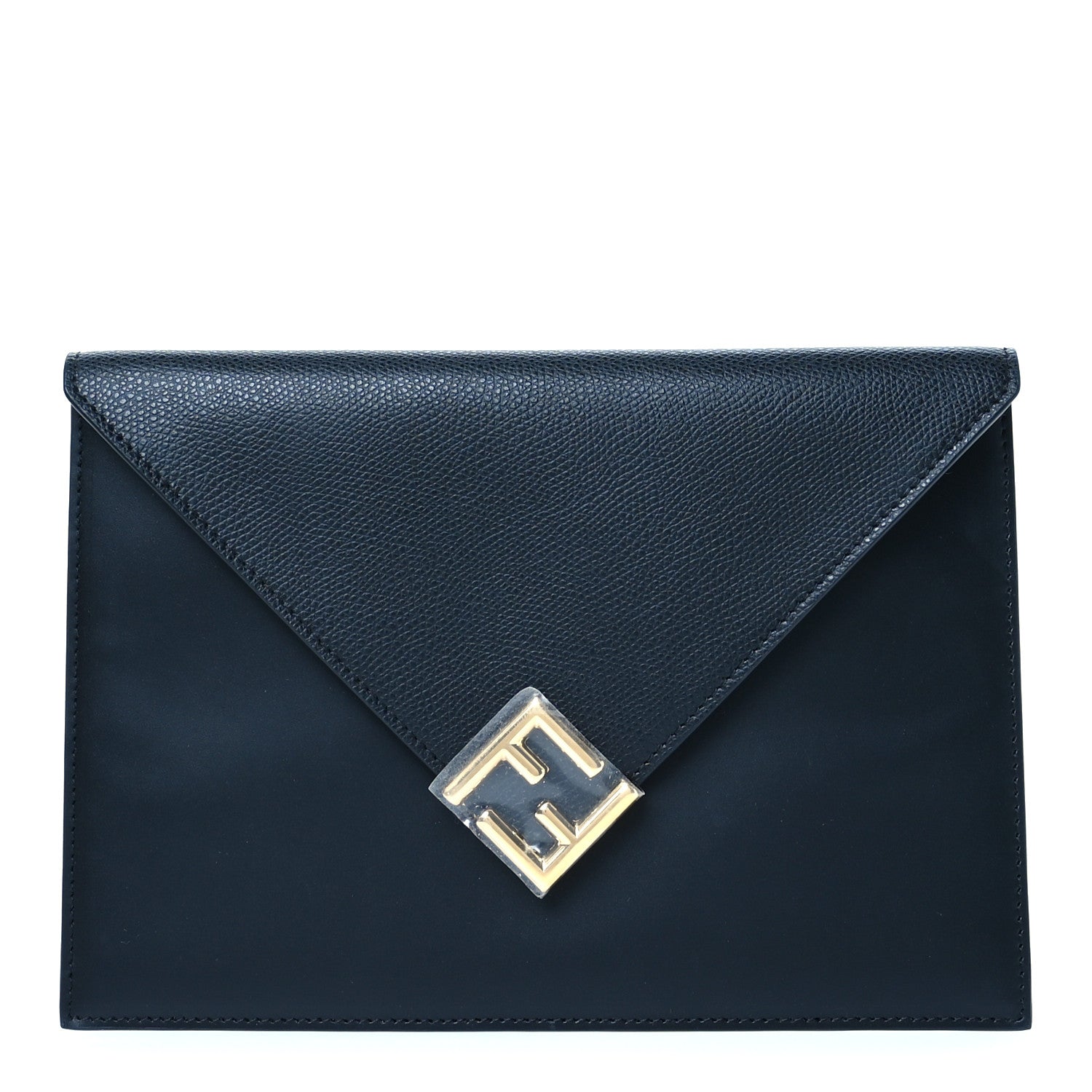 Fendi Vitello King Cruise FF Diamonds Flat Envelope Pouch Black 1 of 7