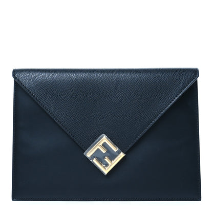 Fendi Vitello King Cruise FF Diamonds Flat Envelope Pouch Black 1 of 7