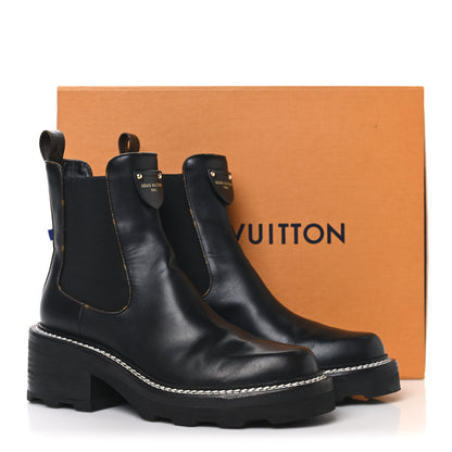 Louis Vuitton Calfskin Monogram Beaubourg Ankle Boots 39 Black 9 of 9