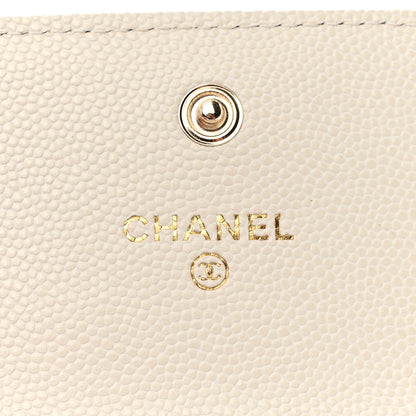 Chanel Caviar Quilted Chain CC Quilted Compact Flap Card Holder White 6 of 9