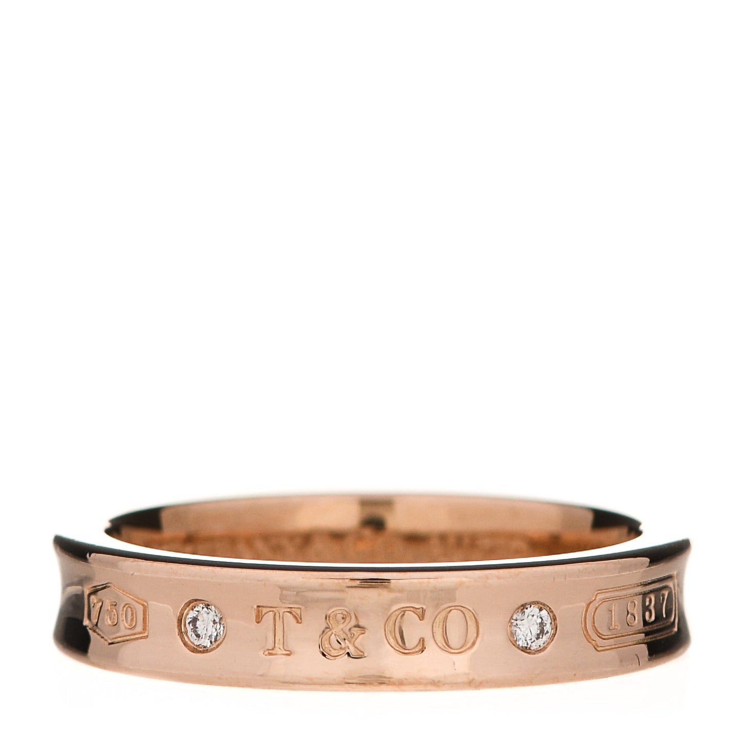 18K Rose Gold Diamond Narrow 1837 Ring 53 6.5