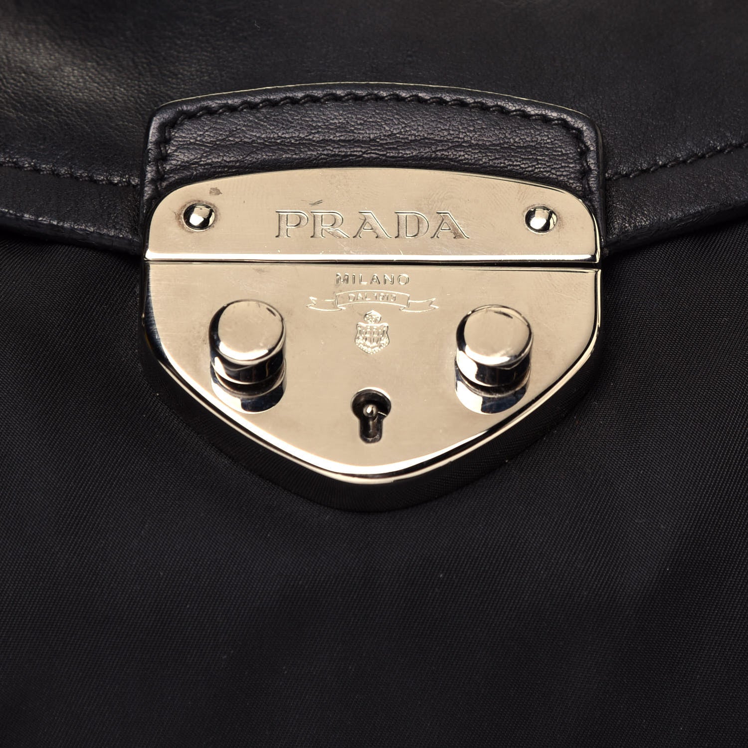 Prada Tessuto Nylon Nappa Foldover Pushlock Satchel Black 12 of 14