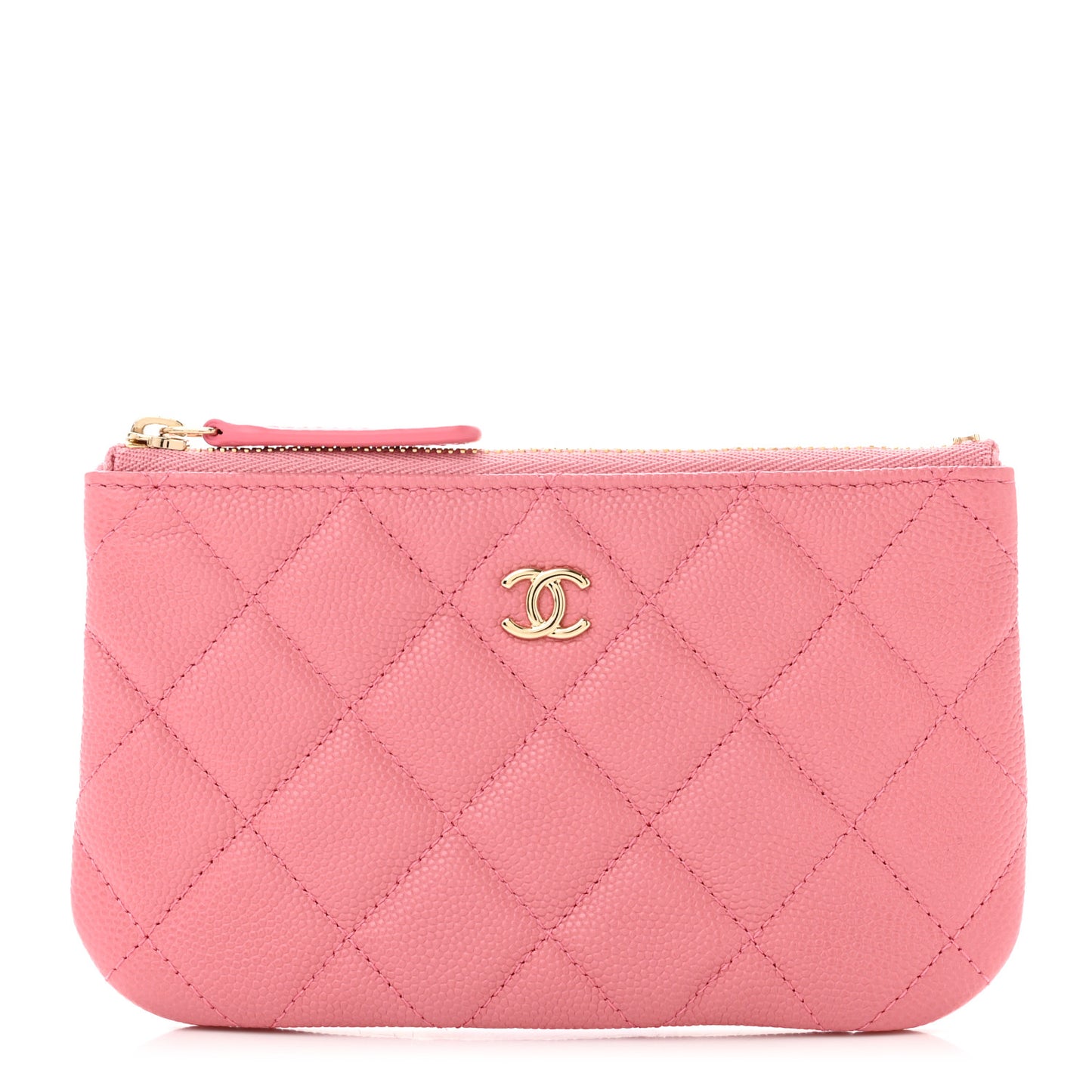Caviar Quilted Small Cosmetic Case Dark Pink