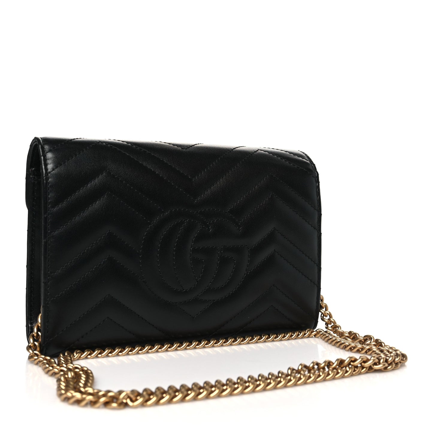 Calfskin Matelasse GG Marmont Chain Wallet Black