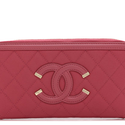 Chanel Caviar Quilted Large Filigree Zip Around Wallet Pink 9 of 11
