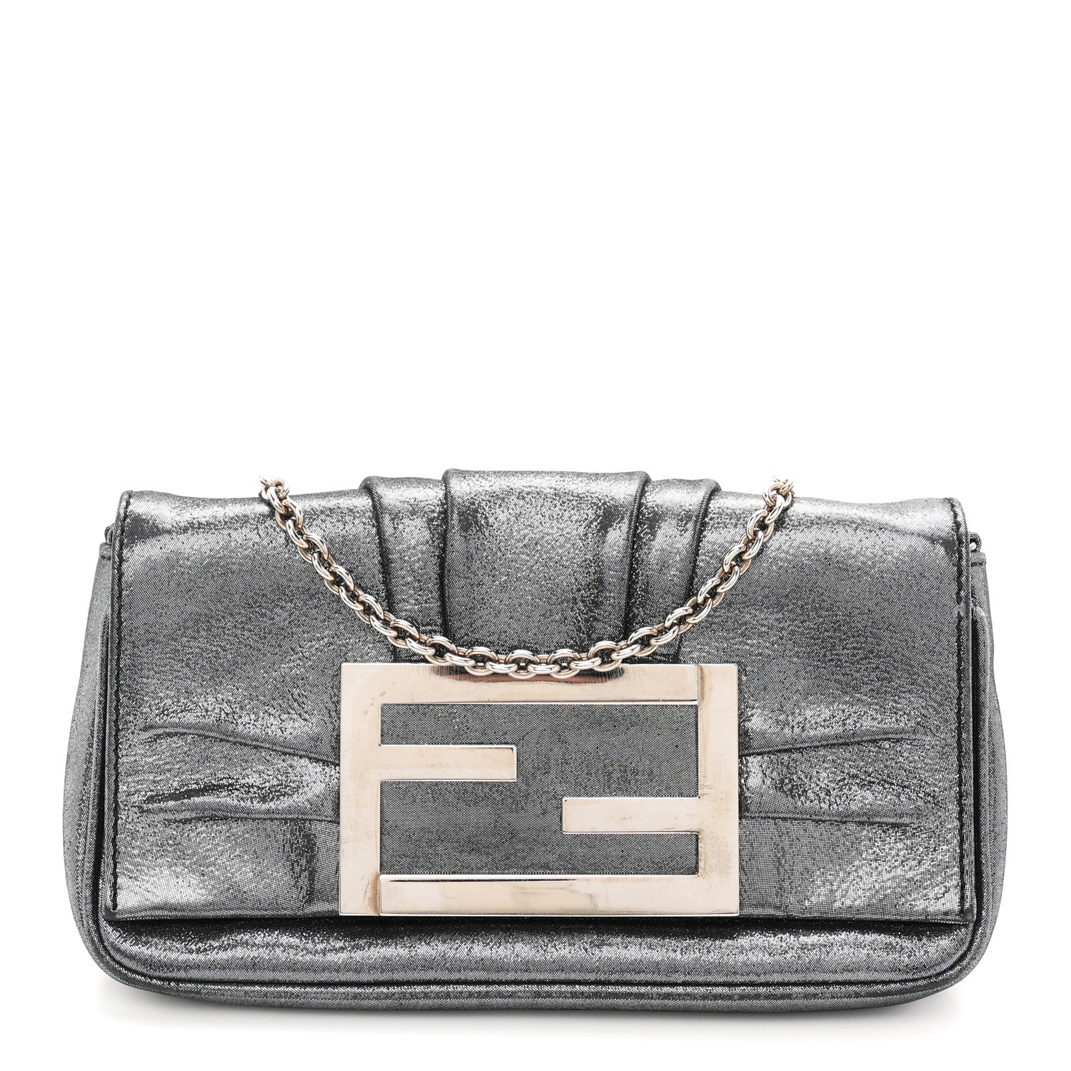 Fendi Metallic Calfskin Mia Pochette Silver 1 of 10
