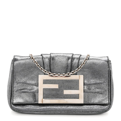 Fendi Metallic Calfskin Mia Pochette Silver 1 of 10