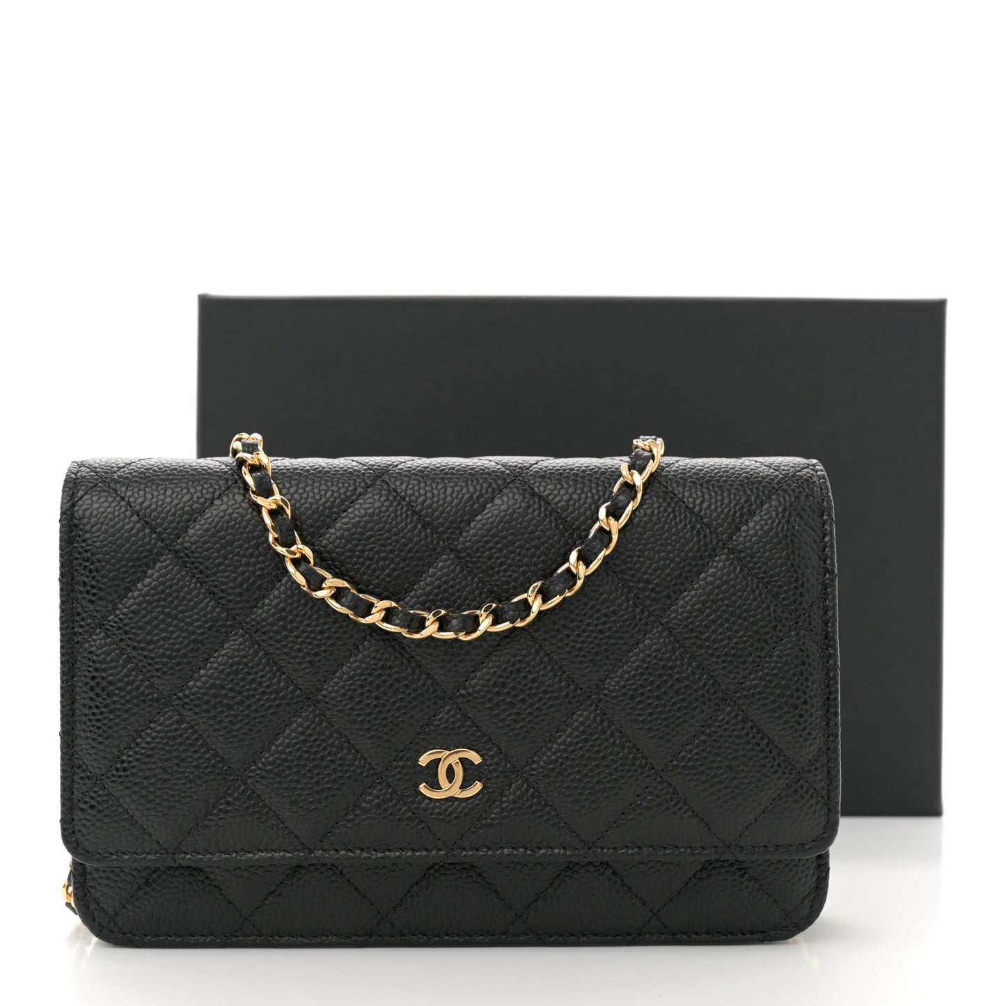 Caviar Quilted Wallet On Chain WOC Black