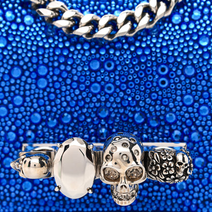 Alexander McQueen Calfskin Crystal Chain Clutch Blue Black 7 of 10