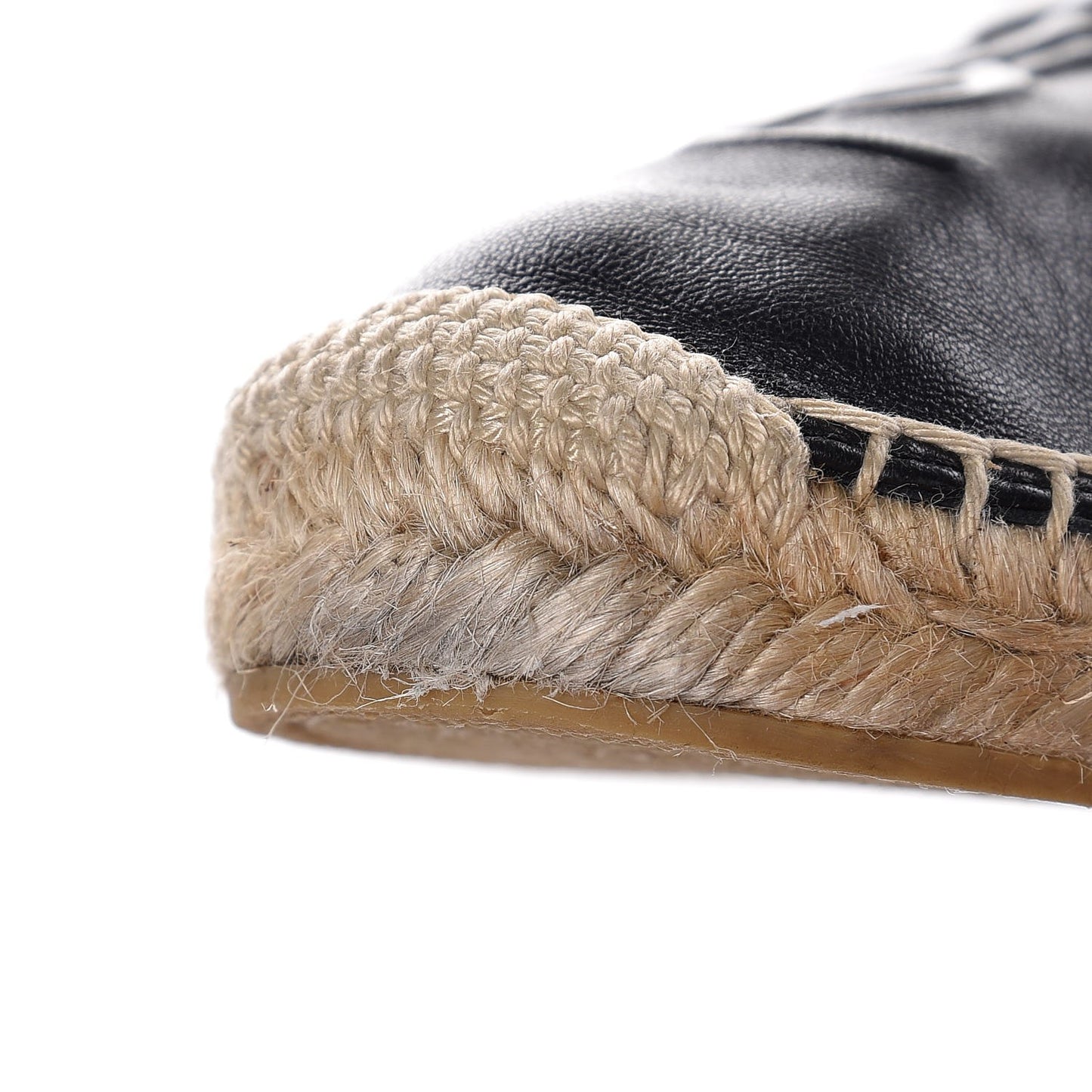 Nappa Stitched Logo Espadrilles 40.5 Black