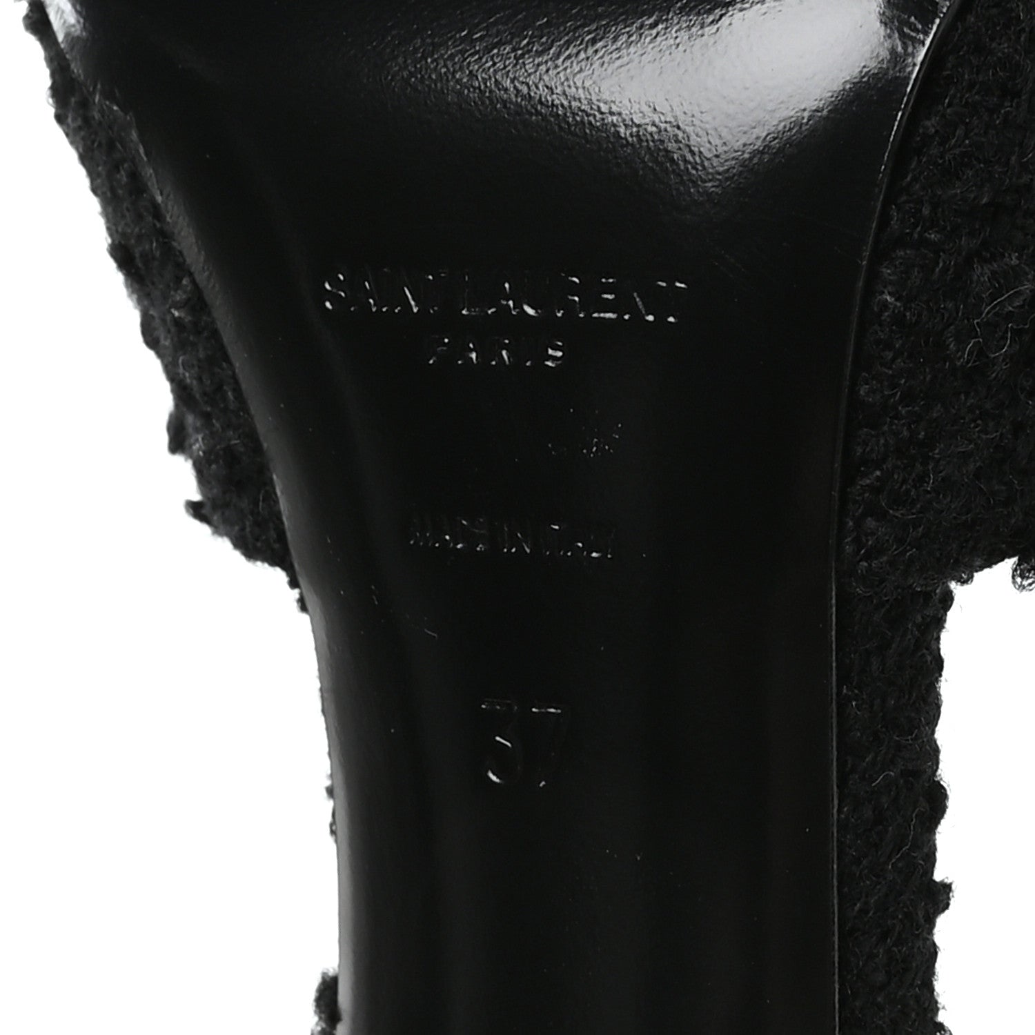 Saint Laurent Boucle Tweed La 16 95 Mule Sandals 37 Black 7 of 9