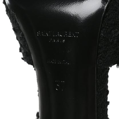 Saint Laurent Boucle Tweed La 16 95 Mule Sandals 37 Black 7 of 9