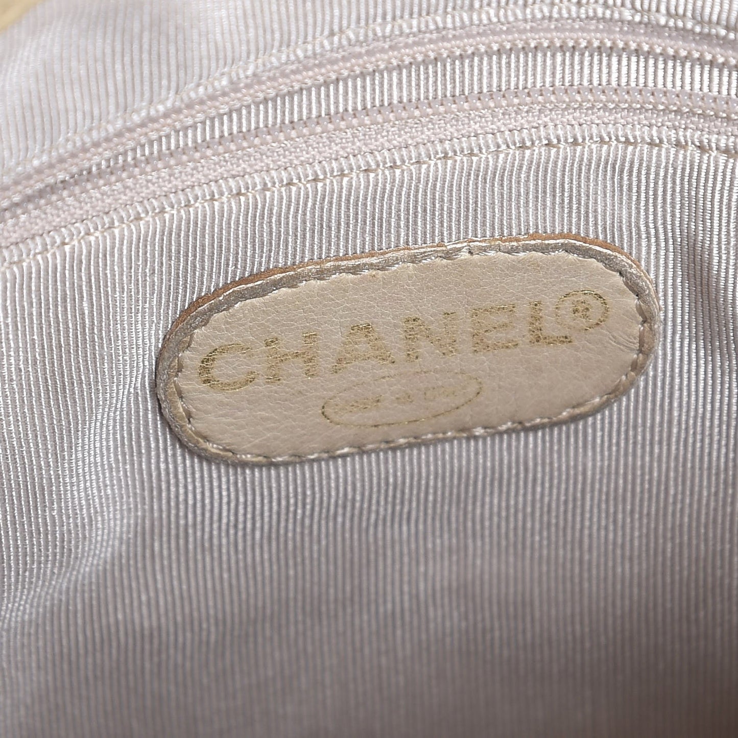 Caviar Quilted Flap Shoulder Bag Beige Clair