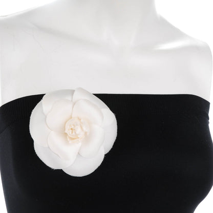 Chanel Silk Taffeta Camellia Brooch Pin White 2 of 5