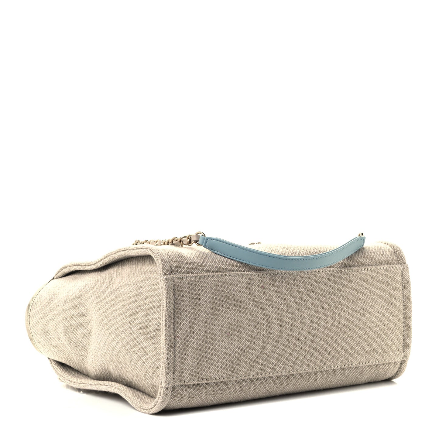 Mixed Fibers Calfskin Small Deauville Tote Grey Light Blue