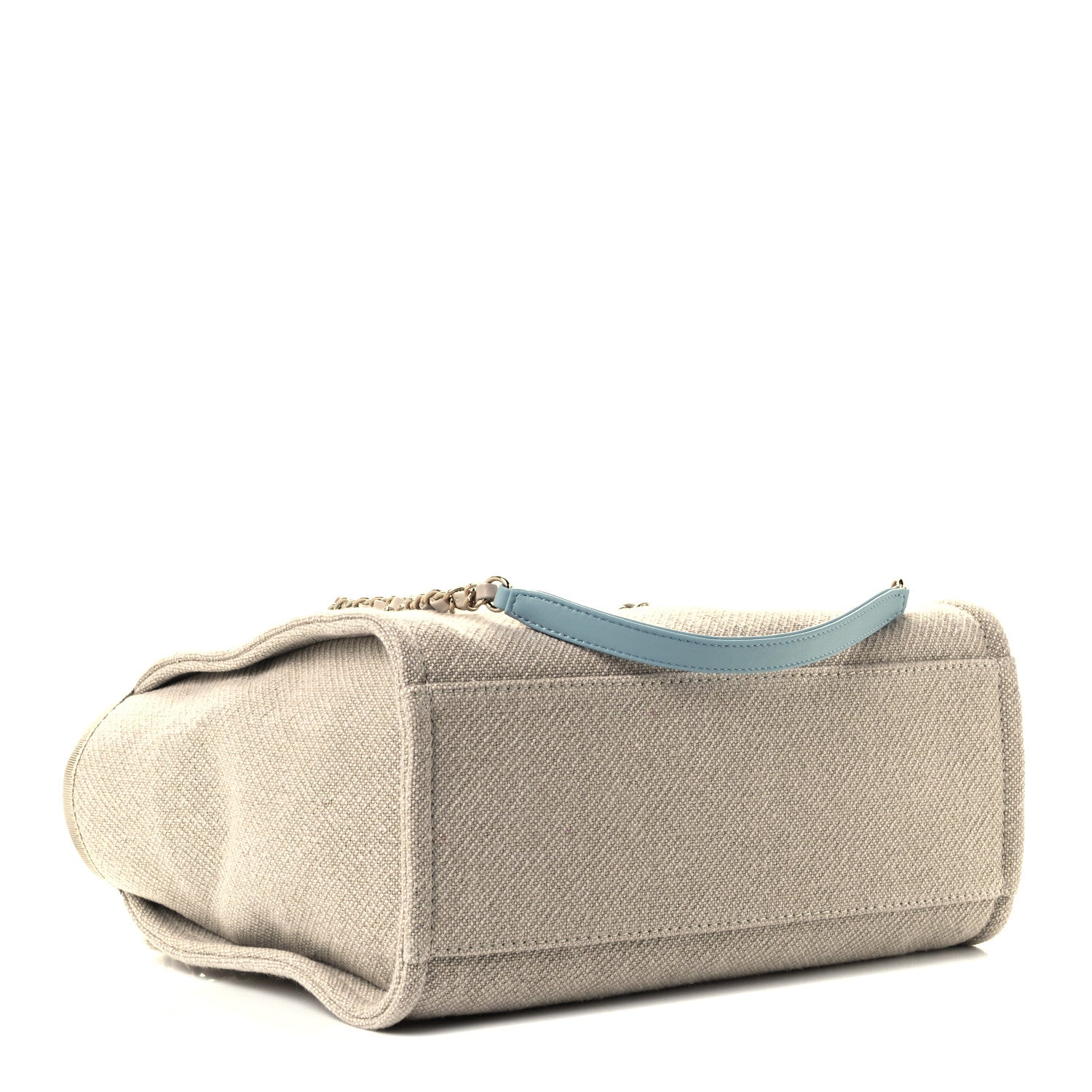 Chanel Mixed Fibers Calfskin Small Deauville Tote Grey Light Blue 3 of 11