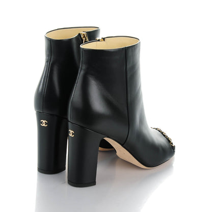 Chanel Lambskin CC Chain Short Boots 39 Black 4 of 8