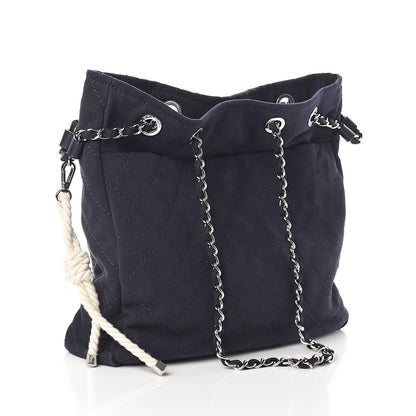 Chanel Canvas Quilted La Pausa Large Shopping Tote Navy 3 of 10