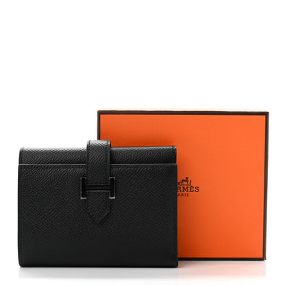 Hermes Epsom Tri-Fold Compact Monochrome Bearn Wallet Black 7 of 7