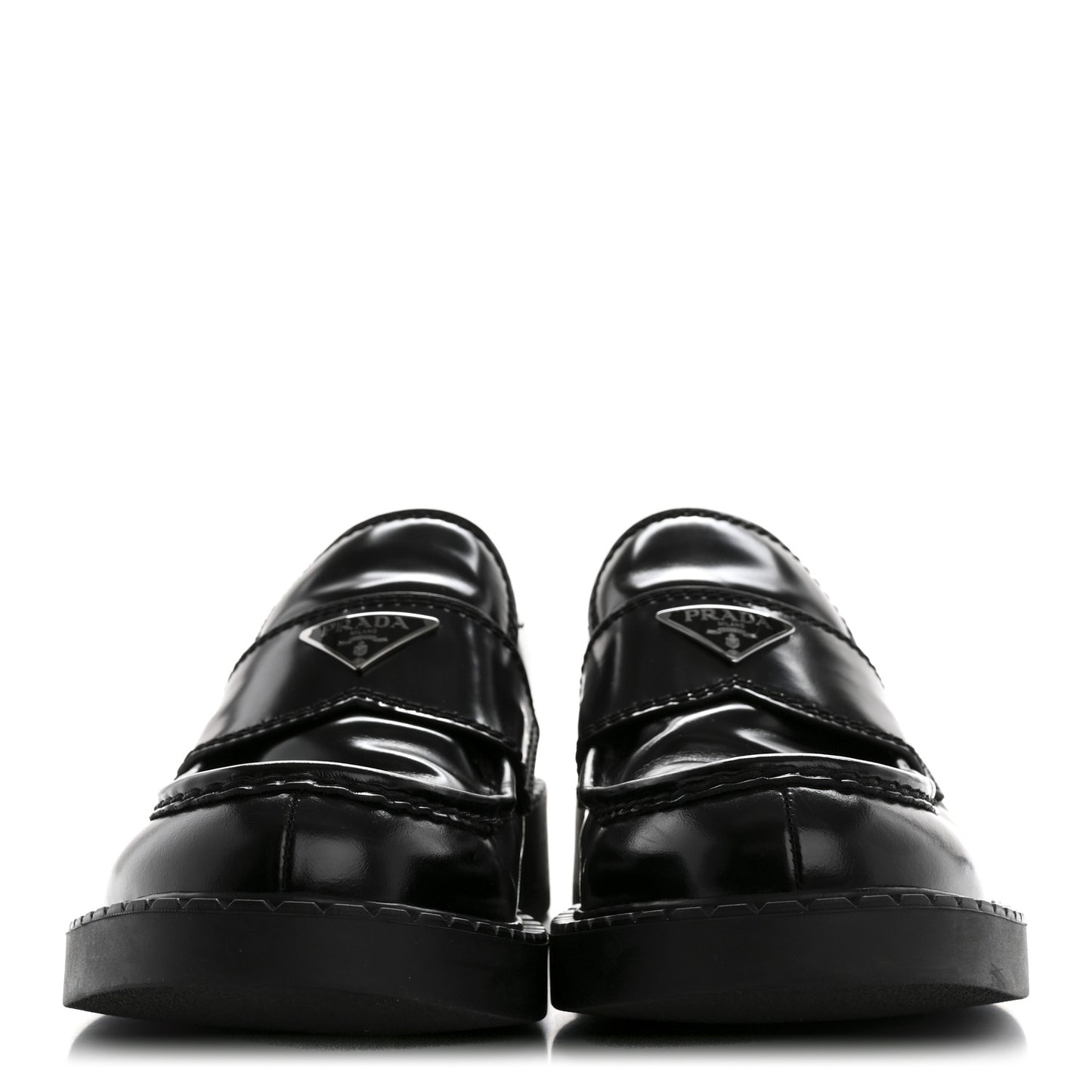 Spazzolato Metal Triangle Logo Mens 35mm Loafers 10 Black