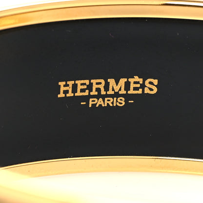 Hermes Enamel Printed Wide Grand Apparat Bracelet 65 Black 4 of 5