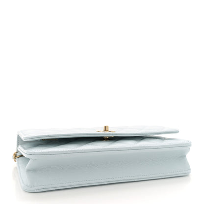 Chanel Caviar Quilted CC Turn Lock Wallet On Chain WOC Light Blue 4 of 11