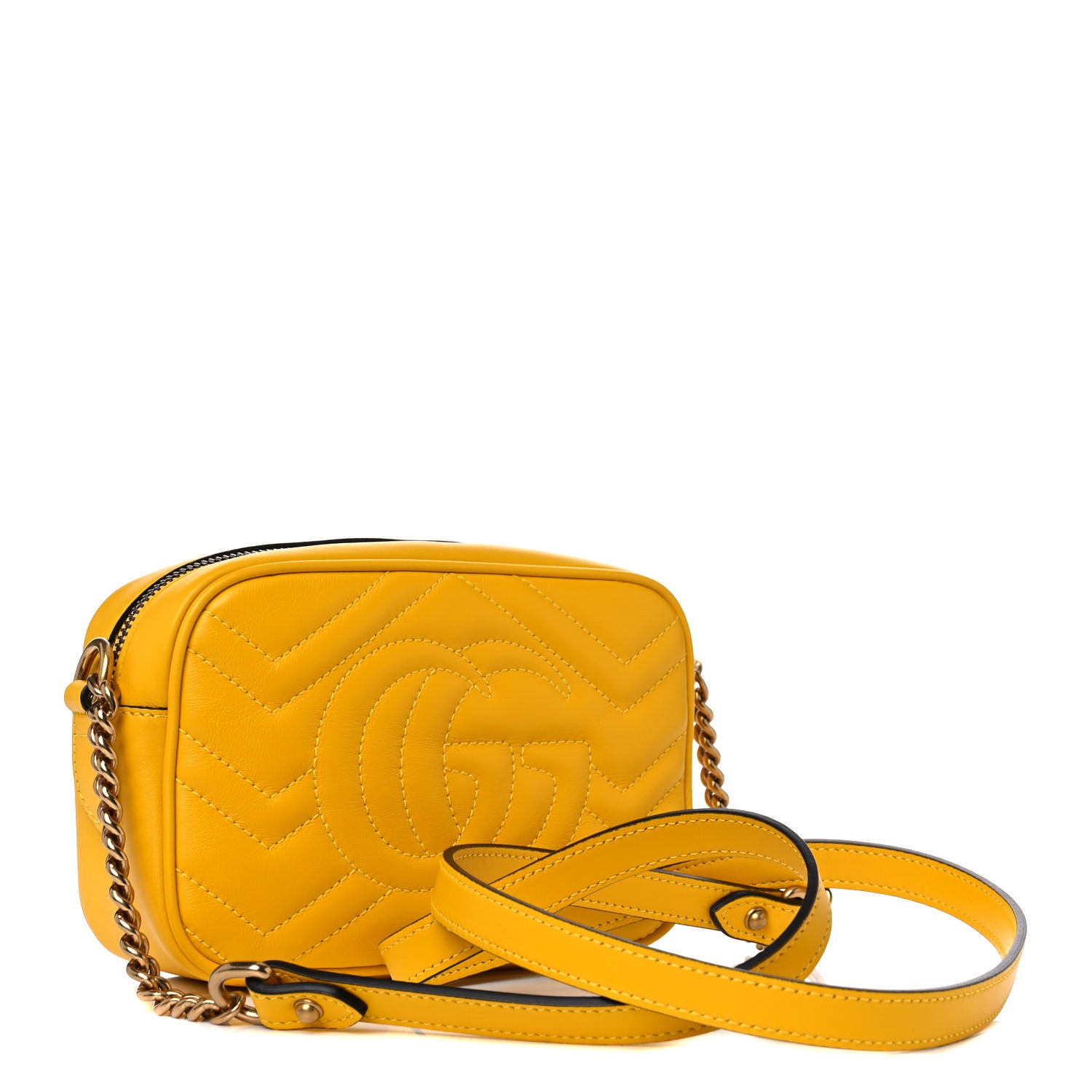 Gucci Calfskin Matelasse Mini GG Marmont Chain Shoulder Bag Stone Topaz 3 of 10