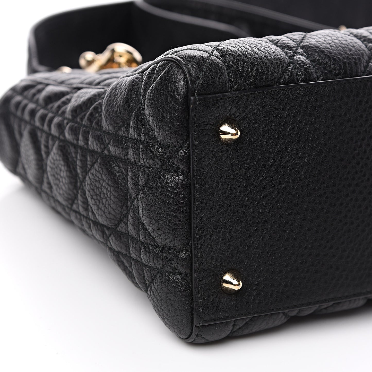 Grained Calfskin Cannage Medium Supple Lady Dior Black