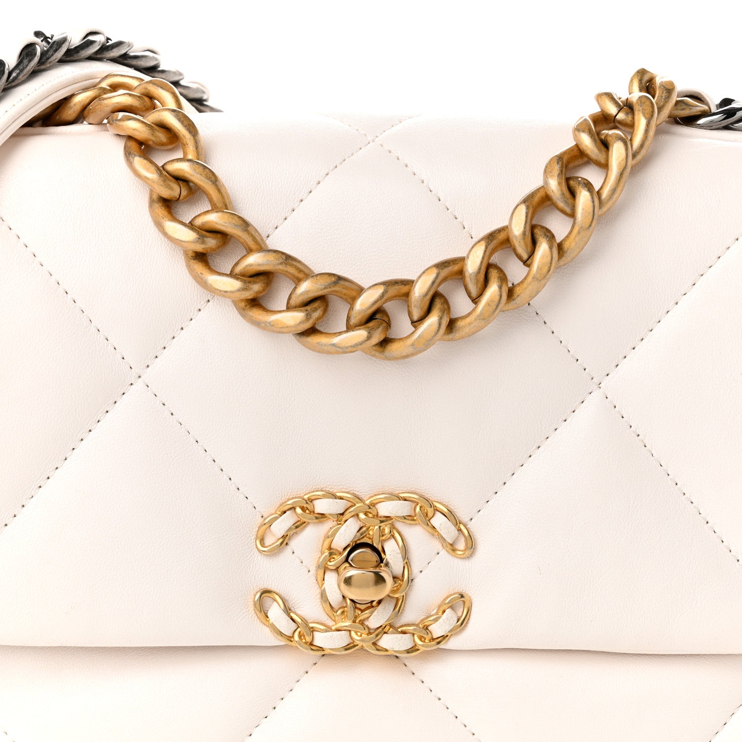 Chanel Lambskin Quilted Medium Chanel 19 Flap White 8 of 11