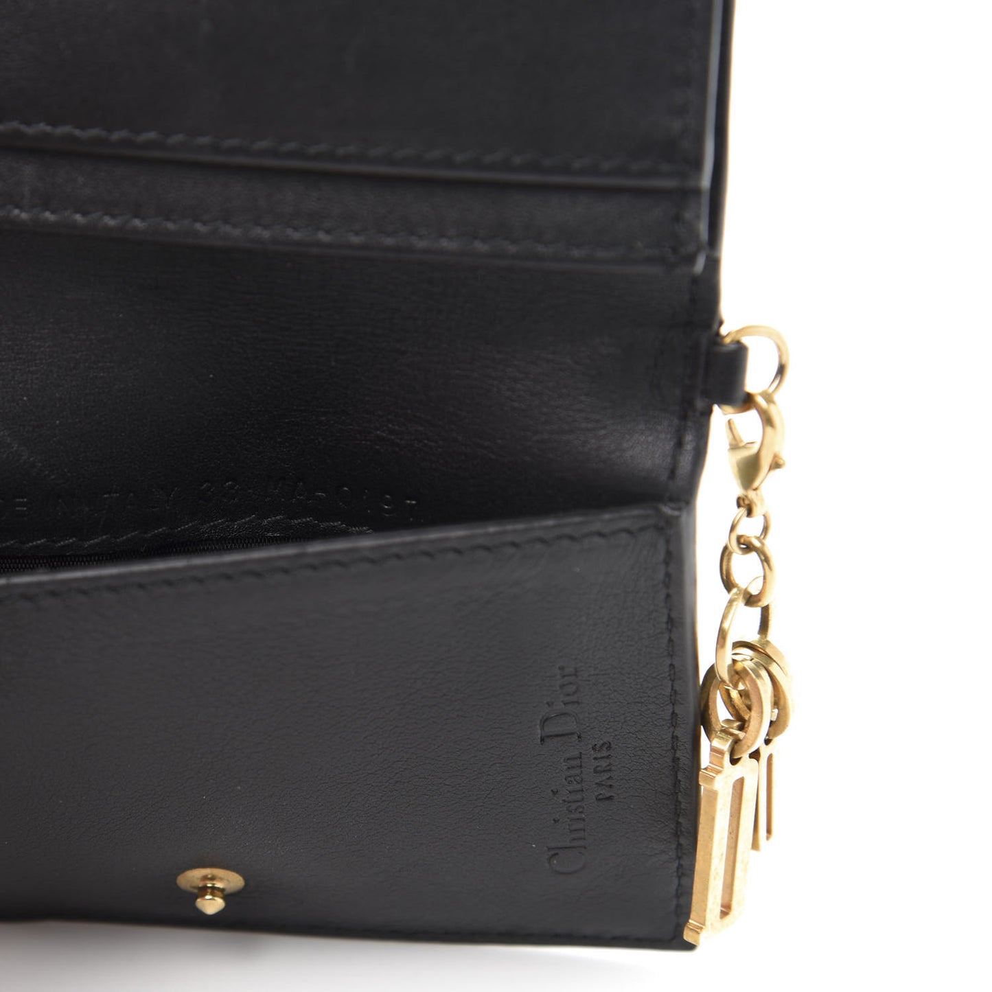Lambskin Cannage Studded Lady Dior Card Holder Black
