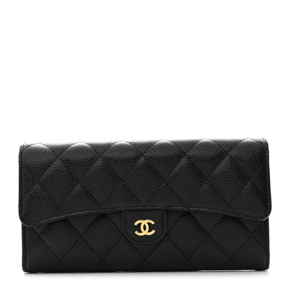 Chanel Caviar Quilted Long Flap Wallet Black 1 of 8