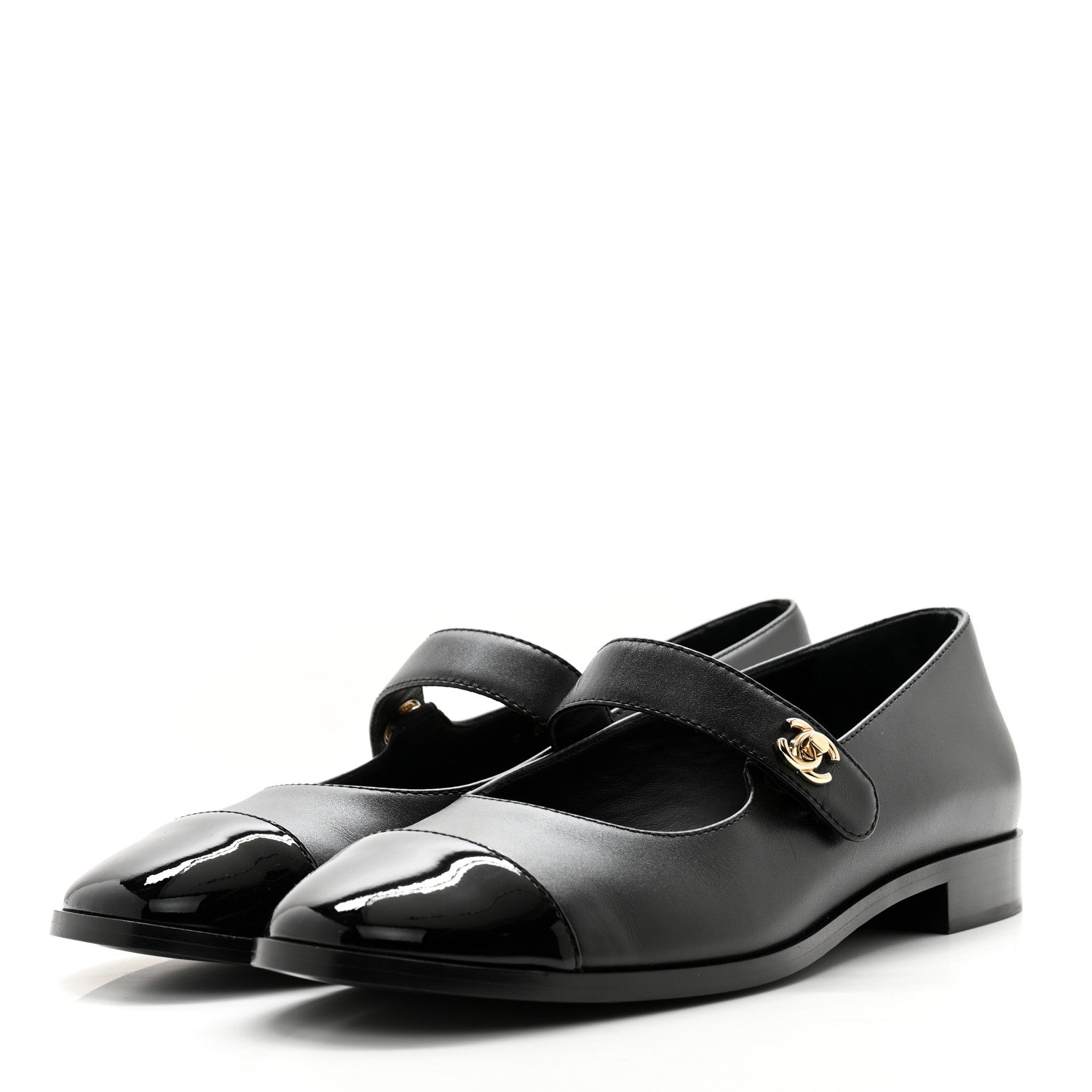 Chanel Calfskin Patent Mary Janes Flats 40 Black 3 of 9